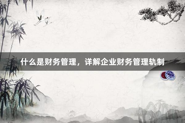 什么是财务管理，详解企业财务管理轨制